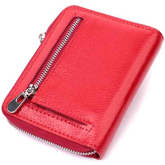 Шкіряний жіночий гаманець на блискавці з металевим логотипом виробника ST Leather 19484 Червоний Київ