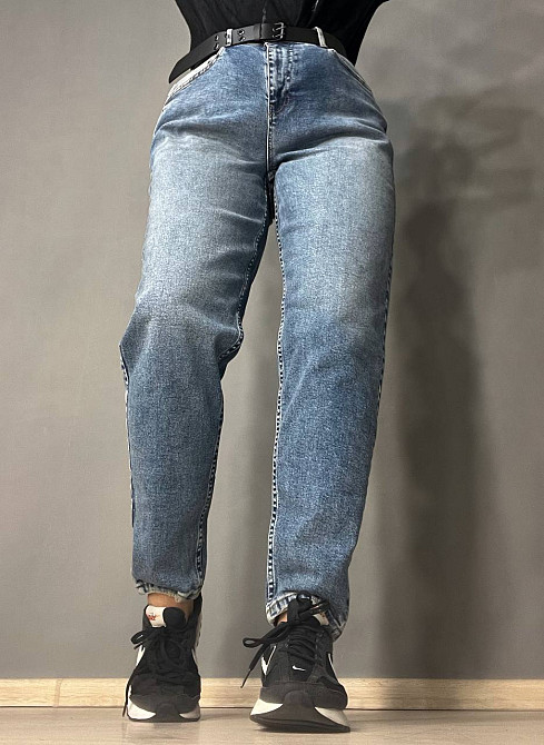 Джинсы женские SESSANTA 16484 MOM jeans высокая посадка увеличенные размеры стрейчевые с ремнем синие, синий, З4, 34, 89 см, 121 см Киев - изображение 7