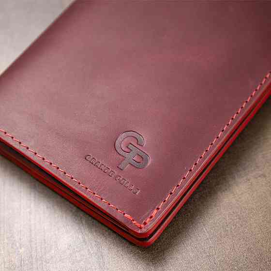 Кожаное винтажное портмоне GRANDE PELLE 11468 Бордовый Киев