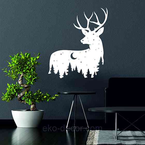 Декоративное настенное Панно «Новогодний олень» Декор на стену 110*92 см, Белый Киев