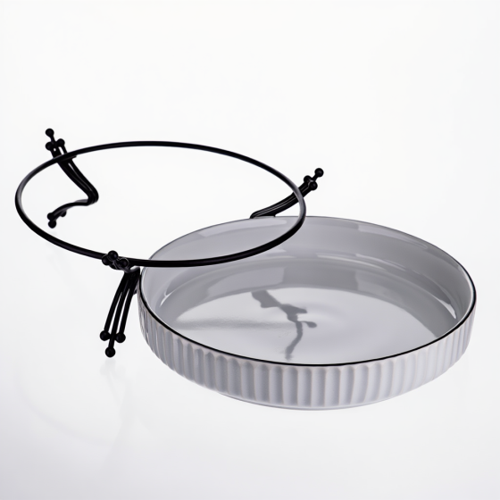 Фруктовница фарфоровая на металлической подставке 22,5 см Черный LB-1571B Киев