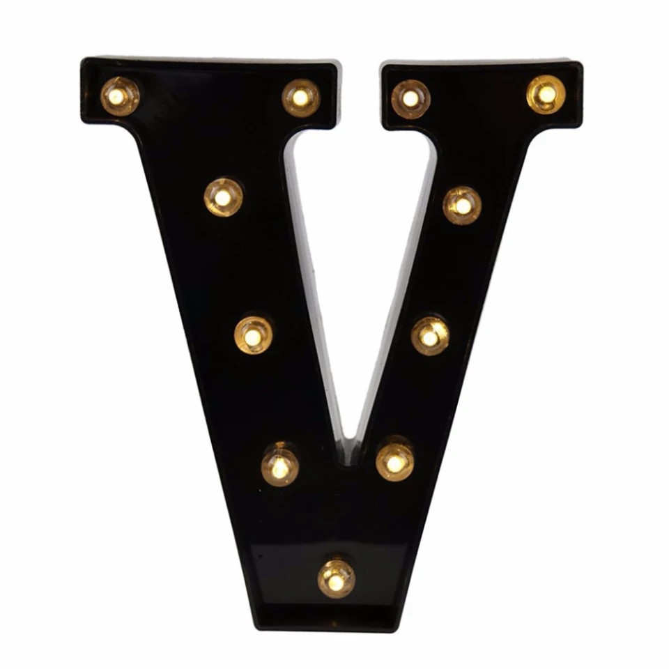 Літера з підсвіткою V об'ємна маленька 22 на 19 см чорний Київ - фото 2