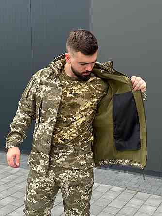 Демісезонний чоловічий армійський костюм soft shell, військова форма ЗСУ піксель, штурмовий бойовий комплект Львів