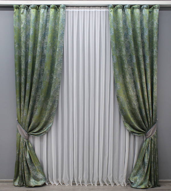 Комплект готових штор VR-Textil Мармур Al-9 № 1635ш Зелений з бірюзовим 150х290 см 2 шт (33-0479) Київ - фото 2