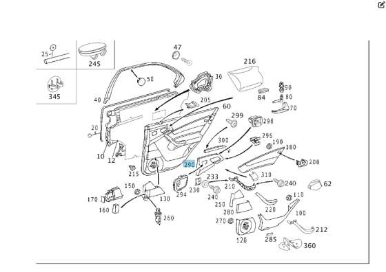 Mercedes-Benz  A2207301331 1434 Накладка бежева на карті задніх лівих дверей S-class long V220 Одеса