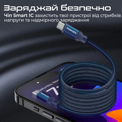 Дата кабель USB-C to USB-C springy.blue Promate (springy.blue) Вінниця - фото 7
