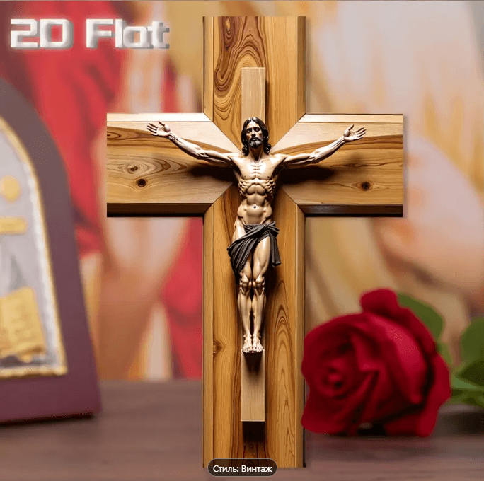Хрест 2D з розп'яттям Ісуса Христа на Великдень 29.5x30.5 см Київ - фото 8
