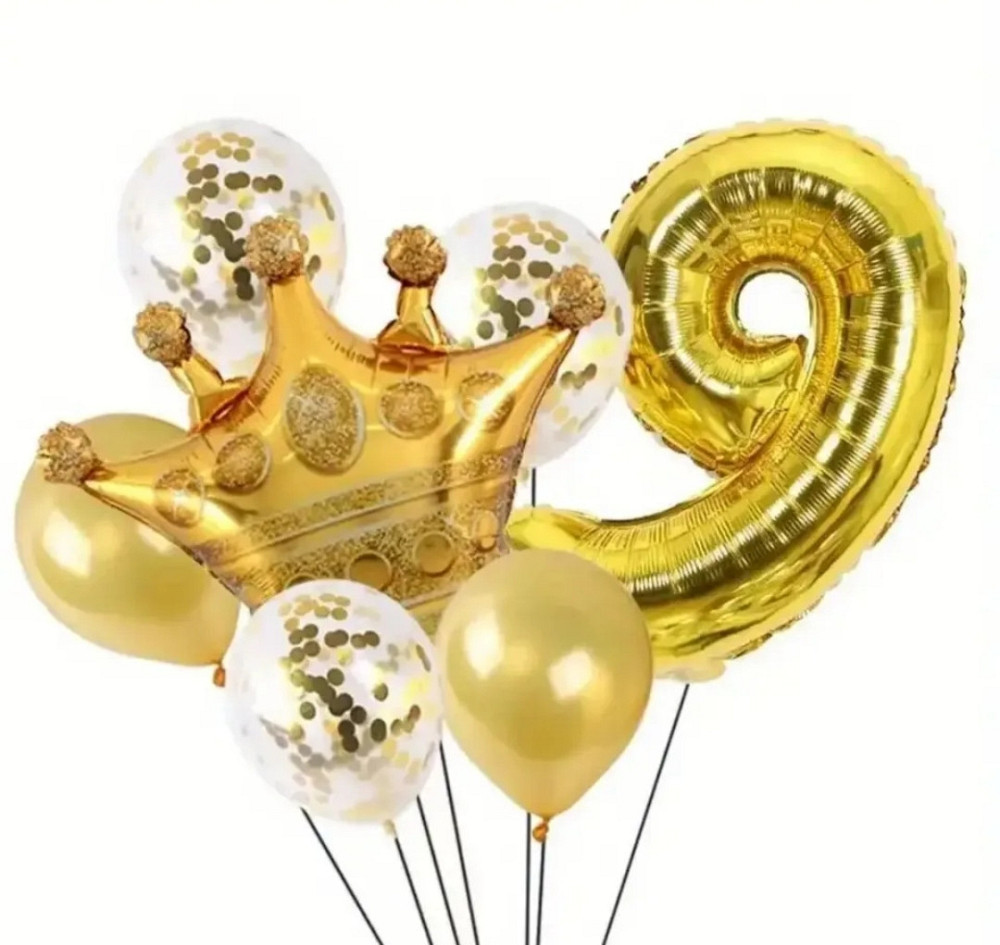 Фонтан шариков цифра и корона золото 7шт Киев - изображение 3