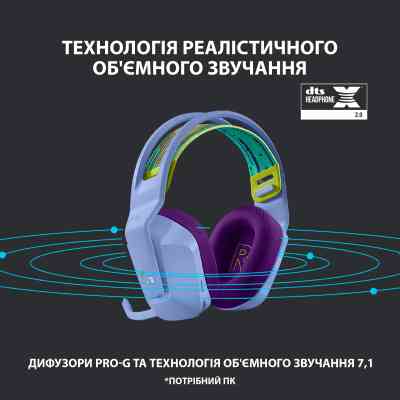 Наушники Logitech G733 Lightspeed Wireless RGB Gaming Headset Lilac (981-000890) Винница