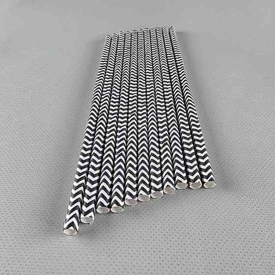 Соломка трубочка паперова Ø 5 мм 20 см "Ялинка" чорна 25 шт (1 пачка) Харків