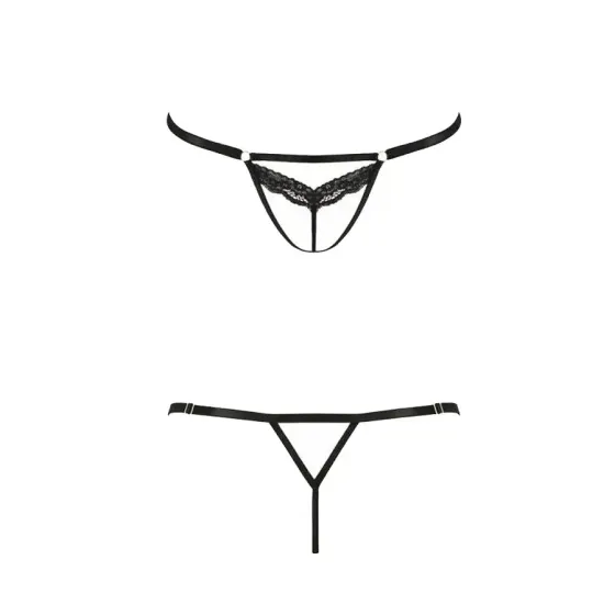 Відверті трусики-стрепи з мереживом Passion Exclusive SOLON THONG XXL/XXXL, black Львов