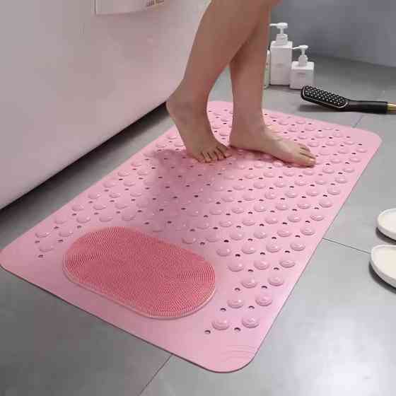 Коврик атискользящий для ванной комнаты и душа,массажный для ног силиконовый с присосками, розовый 36.5х69 см Каменец-Подольский