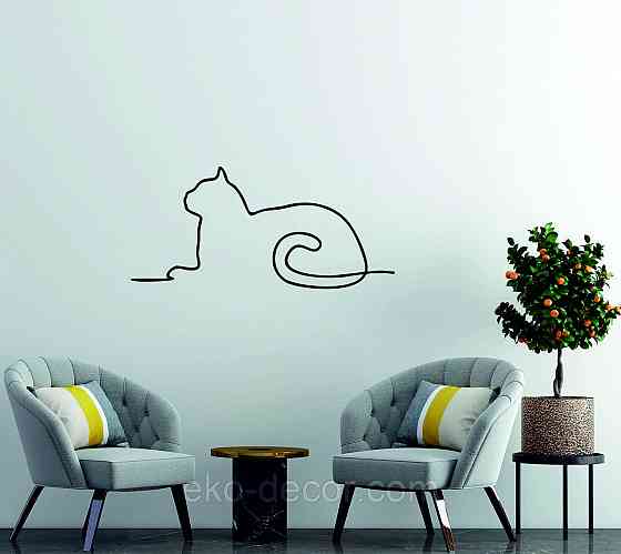 Декоративное настенное 3D Панно «Кот» Декор на стену с объемом 70*32 см, Черный Киев