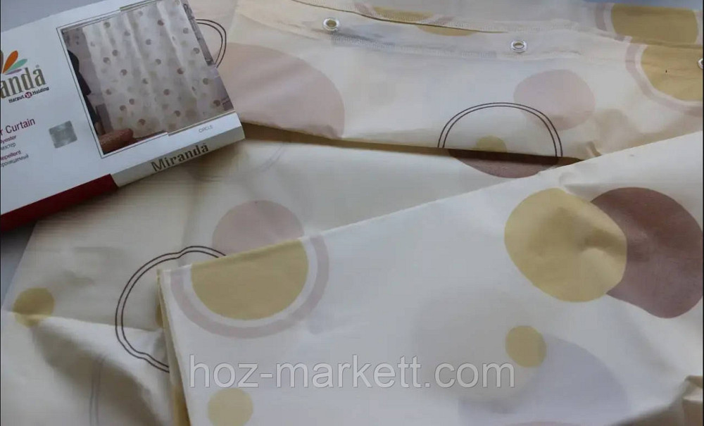 Шторка в ванную тканевая Miranda Circle 180 х 200 см бежевая Харьков - изображение 5
