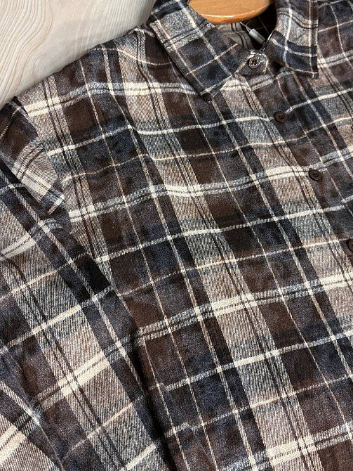 Сорочка жіноча YZY 7765 в клітинку оверсайз широка варена, темно-коричневий, one size Київ - фото 4