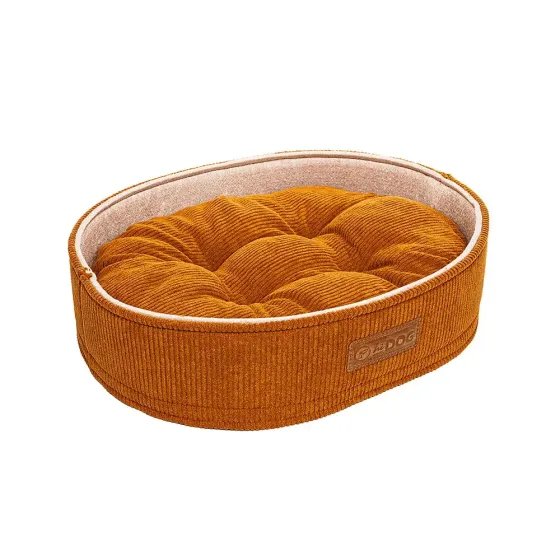 Лежак ХайДог HiDOG Бортик овальний Velvet S для собаки або кота рижий (40 х 52 х 11 см) Київ
