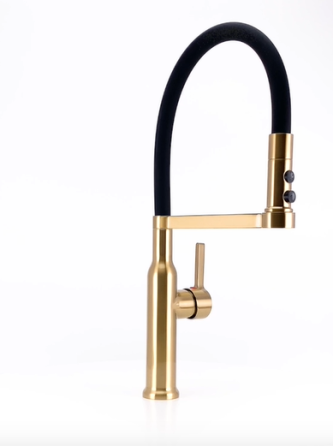 Змішувач для кухні MIXXUS PREMIUM PULL 017 BRUSHED GOLD REFL.BLACK латунь/колір матове золото+силіконовий чорний вилив) (MI8280) Чернівці