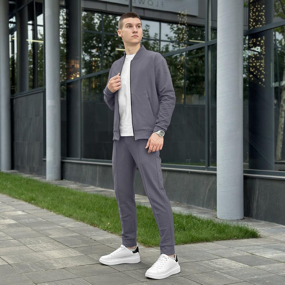 Темно-сірий спортивний костюм для чоловіків. Комплект штани і кофта сірий Pobedov Alpha Київ - фото 4