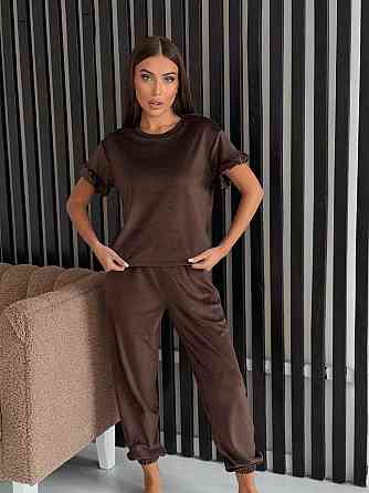 Женская стильная домашняя велюровая пижама Шоколад Одесса