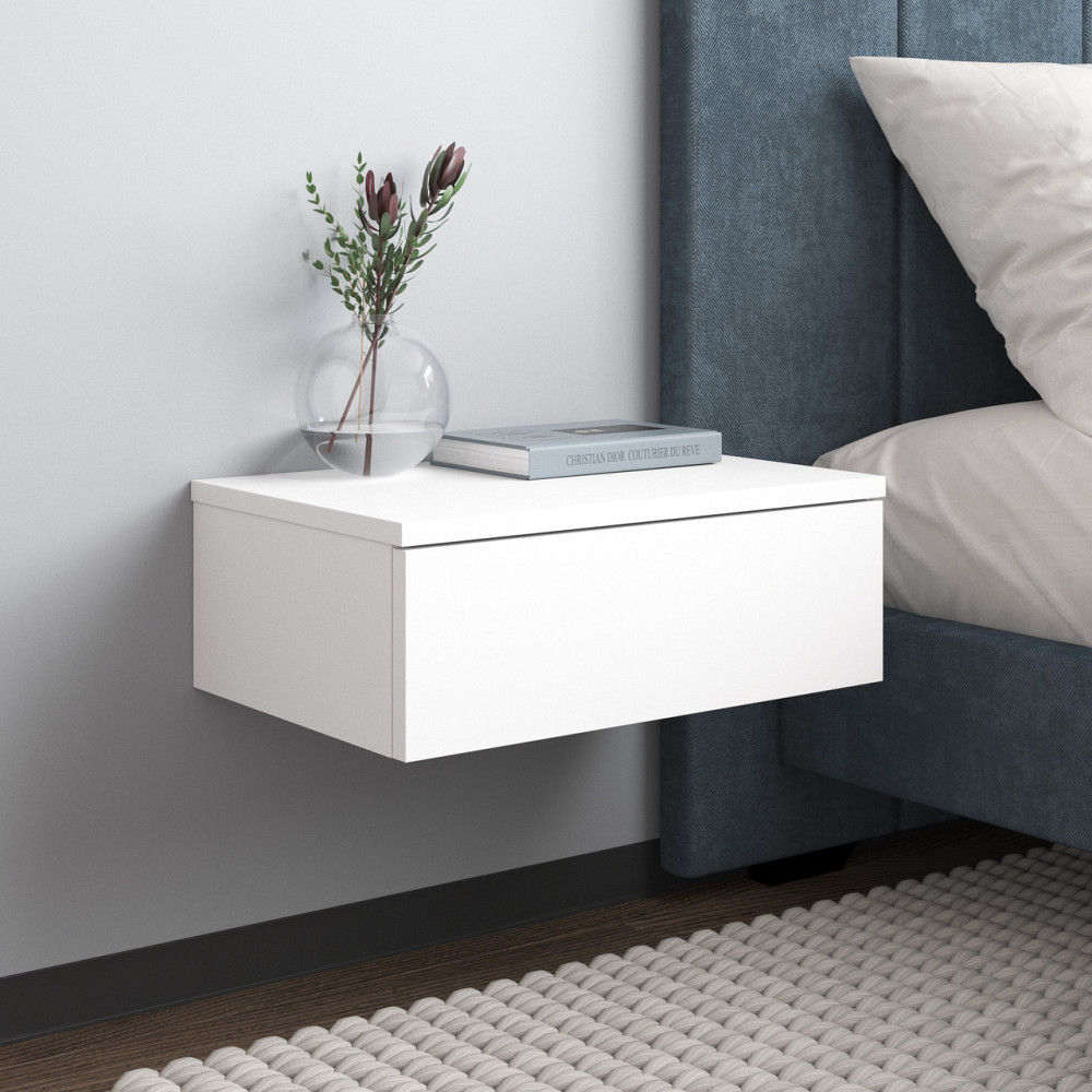 Тумба прикроватная VAYS M-34 Белый, навесная, с ящиком, ЛДСП, 45х30х16 см – для спальни Львов - изображение 1