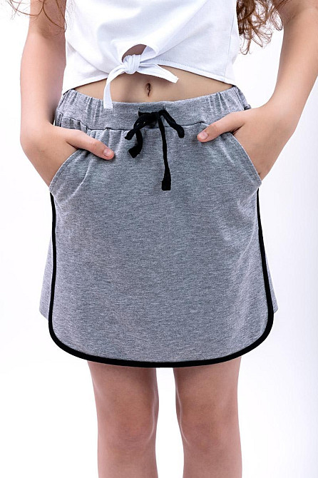 Спідниця для дівчаток, сірий меланж, літня, топ Крохатушка одяг Київ - фото 2