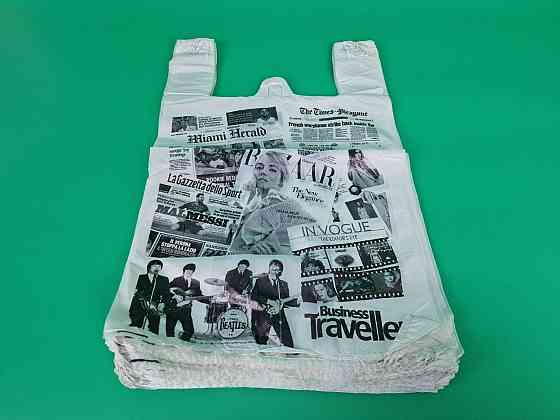 Пакет майка поліетиленова (тип FA) 300 (2*85)*550 Модна Газета Леомі (100 шт.) Харків