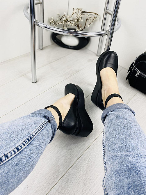 Туфлі жіночі Т-лето чорні шкіра натуральна платформа 2/7 см 39 р. (2732) Коломия - фото 3