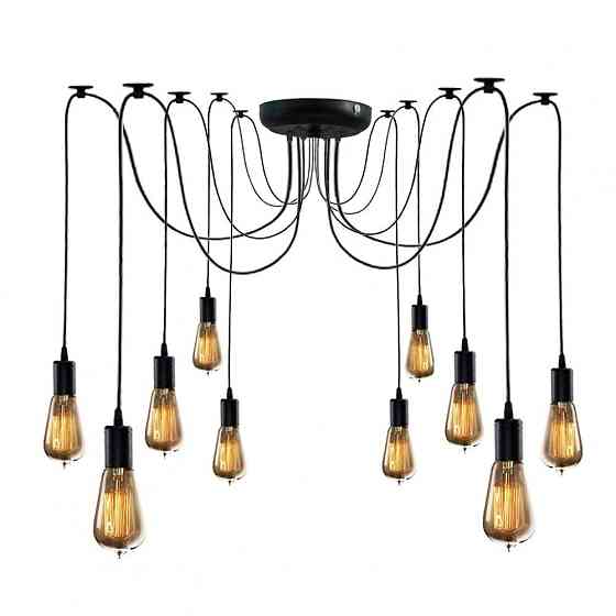 Подвесная люстра паук черная 10 лампа Е27 Spider NL 149-10 Одесса