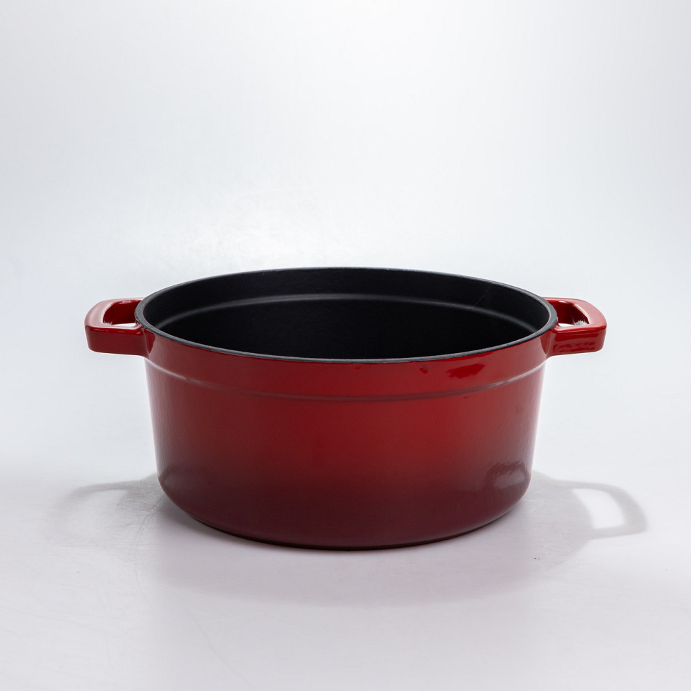 Каструля чавунна 4.5 л емальована з кришкою посуд для тушкування запікання томління кухонна Червона HP-1-19-RED Коломия - фото 2