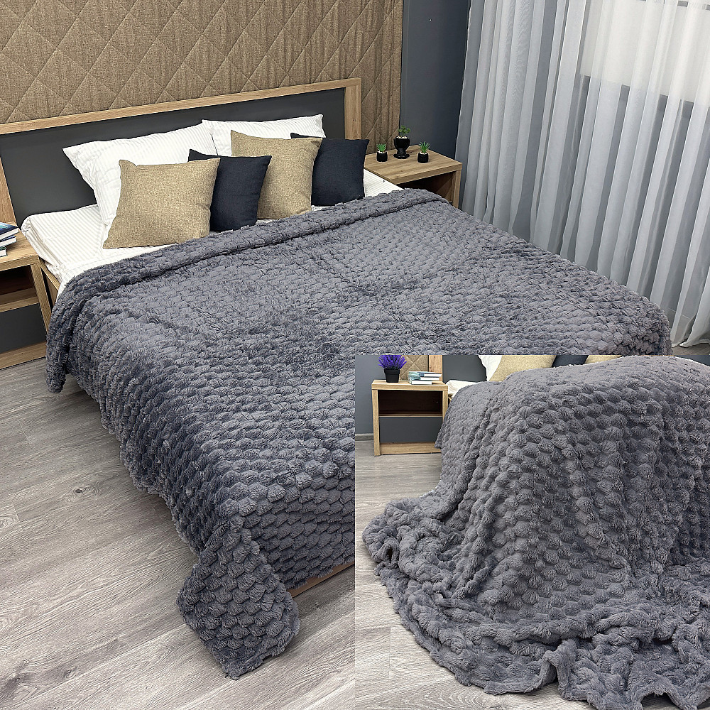 Плед-покривало 210х210 см (+-5см) Соти Сірий (87-205) Київ - фото 1