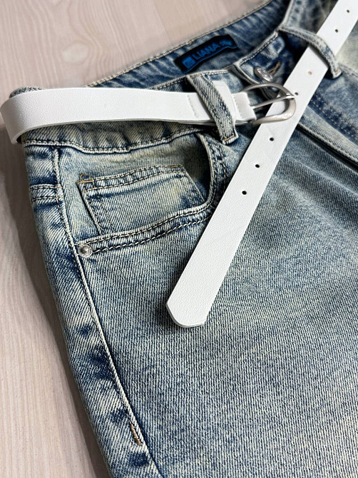 Шорти жіночі джинсові Liana 4-021 бермуди з ременем блакитні, блакитний, 30, 30, 83 см, 117 см Київ - фото 5