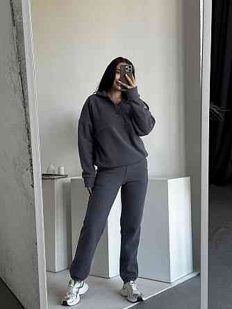 Женский теплый костюм двойка: кофта и штаны из турецкого флиса Графит, 42/44 Одесса