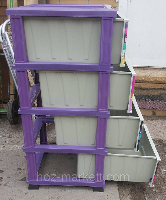 Комод пластиковий Ейфелева вежа на 4 ящики фіолетова Туреччина Харків - фото 7