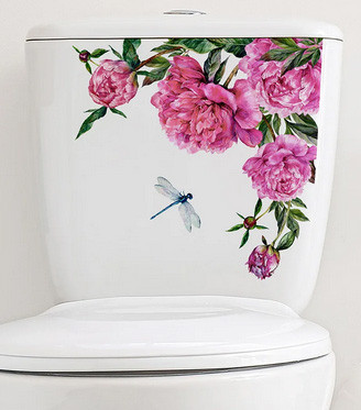 Наклейка для унитаза интерьерная Пионы и стрекоза Киев - изображение 3