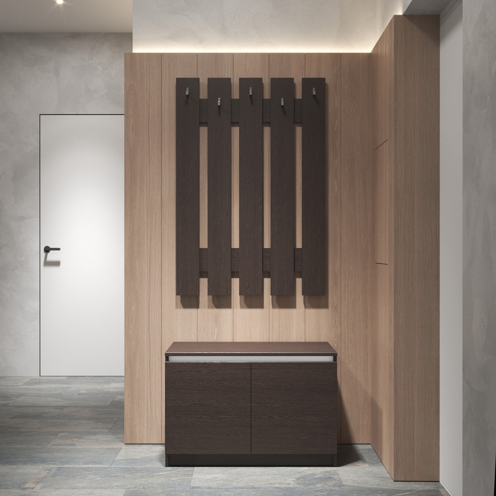 Прихожая VAYS, комплект в прихожую №3 Венге Темный-Белые планки Львов - изображение 1