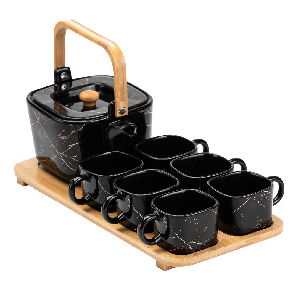 Yiwu Чайний набір із підставкою, на 6 персон, чорний, сучасний Киев - изображение 4