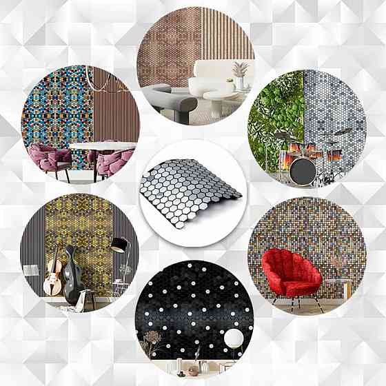 Алюмінієва самоклеюча плитка срібна мозаїка з дзеркалом Київ