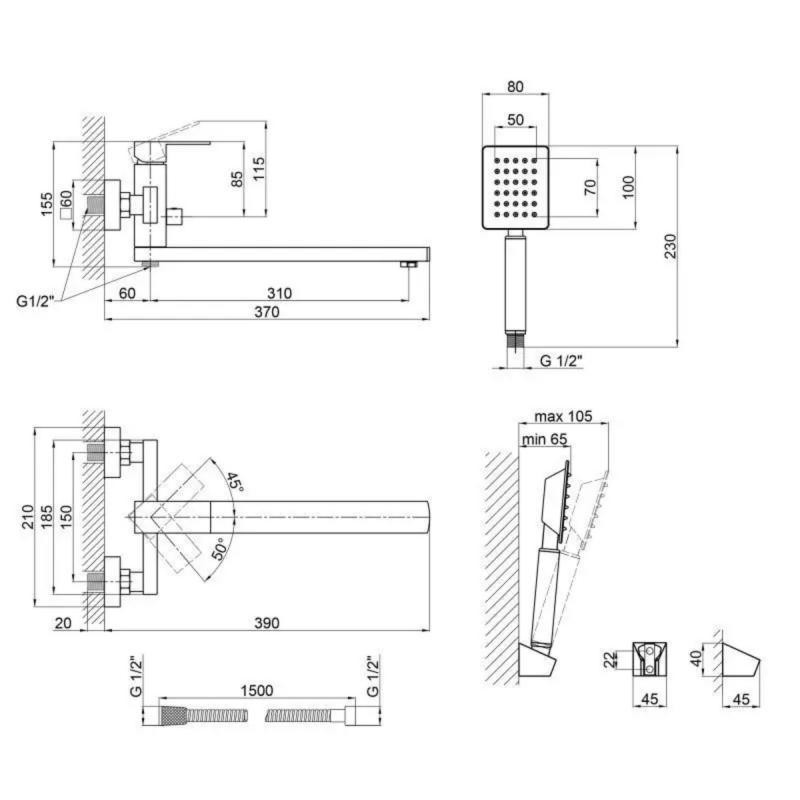 Змішувач для ванни Lidz (NKS) 10 30 005-1 New з душовим гарнітуром, сатин Київ - фото 2