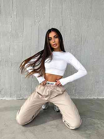 Женский прогулочный костюм двойка: топ и штаны вискоза + матовая плащевка 44/46 Одесса