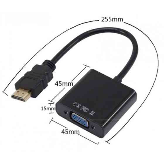 Перехідник HDMI M -> VGA F (з аудіо інтерфейсом), кабель 20см. OEM (S0223) Киев