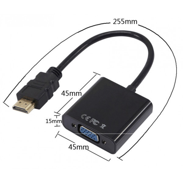 Перехідник HDMI M -> VGA F (з аудіо інтерфейсом), кабель 20см. OEM (S0223) Київ - фото 2
