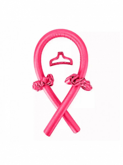 Атласні бігуді з заколкою для красивих локонів, рожеві Вінниця - фото 1