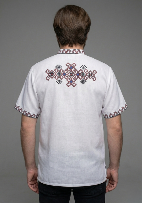 Чоловіча вишиванка з орнаментом на спині і короткий рукав Фламінго Київ - фото 3