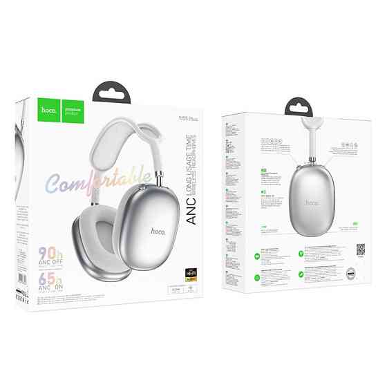 Бездротові накладні навушники HOCO W55 Plus Happiness ANC noise reduction BT headphones Silver Одеса