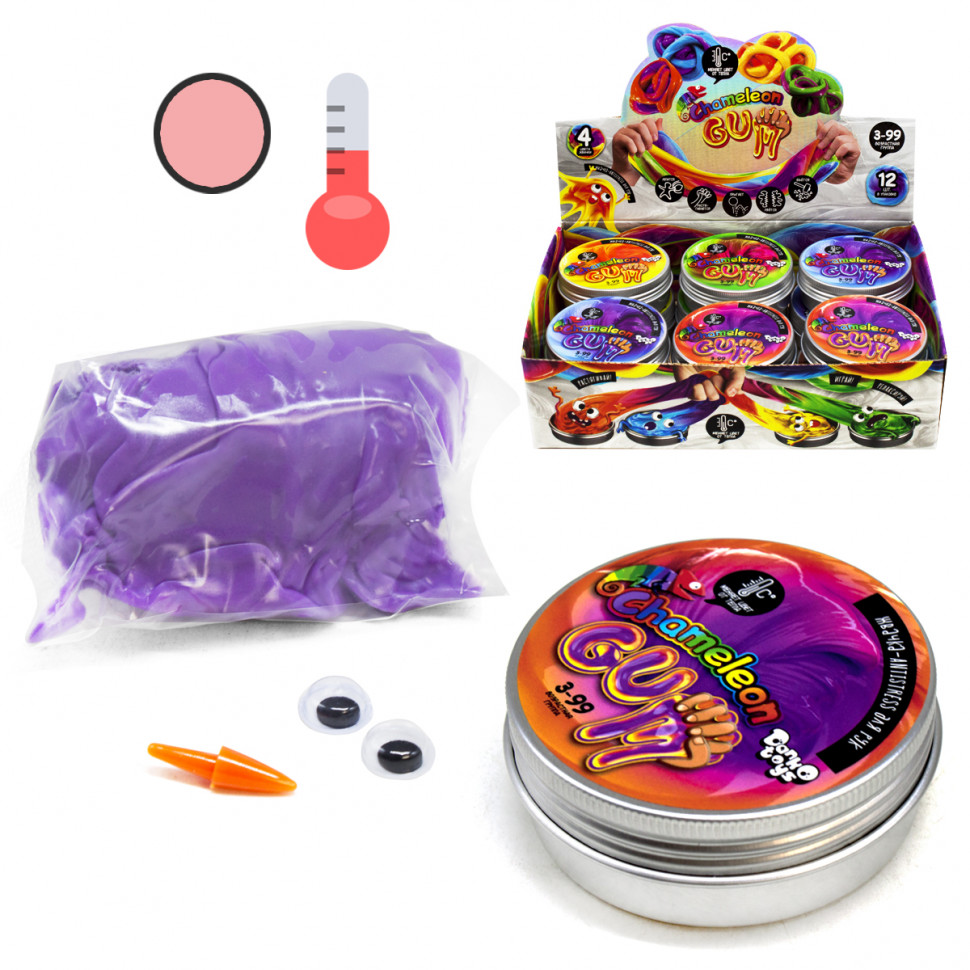 Жуйка для рук "Chameleon Gum" GUM-01-01UС в металевій коробочці  Фіолетово-рожевий Вінниця - фото 1