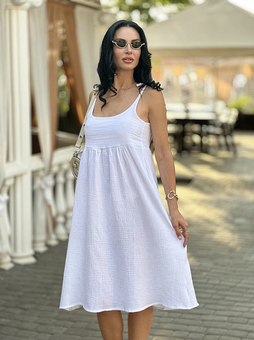 Летнее платье сарафан из муслина на бретельках Caramel 54-56, Белый Киев - изображение 4