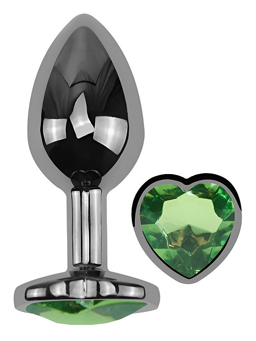 Анальная пробка с кристаллом EGZO - Dark Silver Heart Plug Green size S Sex Aura Киев - изображение 2