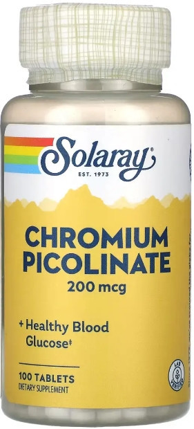 Хром піколінатSolaray Chromium Picolinate 200mcg 100 tabs Київ - фото 1