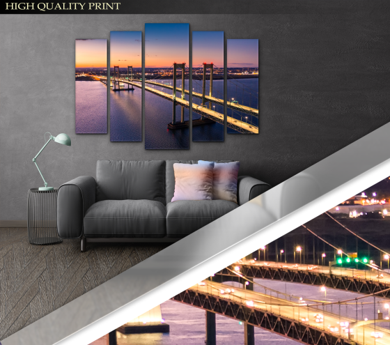Модульна картина у вітальню / спальню Міст Світанок Art-380_5 ( 80х118см ) Київ