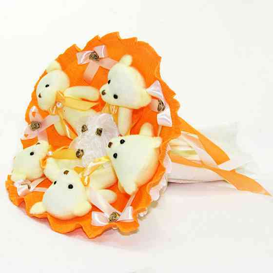 Букет из игрушек Мишки оранжевый 5345IT с 5ю игрушками Винница